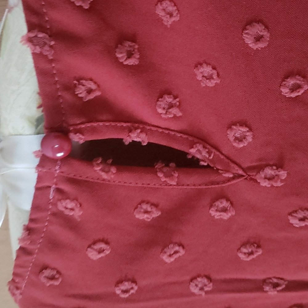 Long Sleeve Rust Colored Ruffle Top - Picture 7 of 7